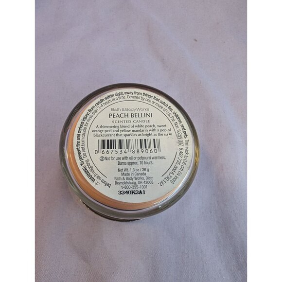 Bath & Body Works Peach Bellini 1.3 Oz Scented Candle With Lid - Picture 2 of 2